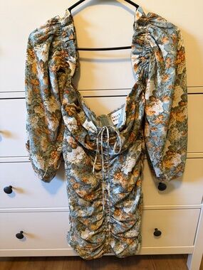 Hello Molly Sage Floral Tie-Front Mini Dress